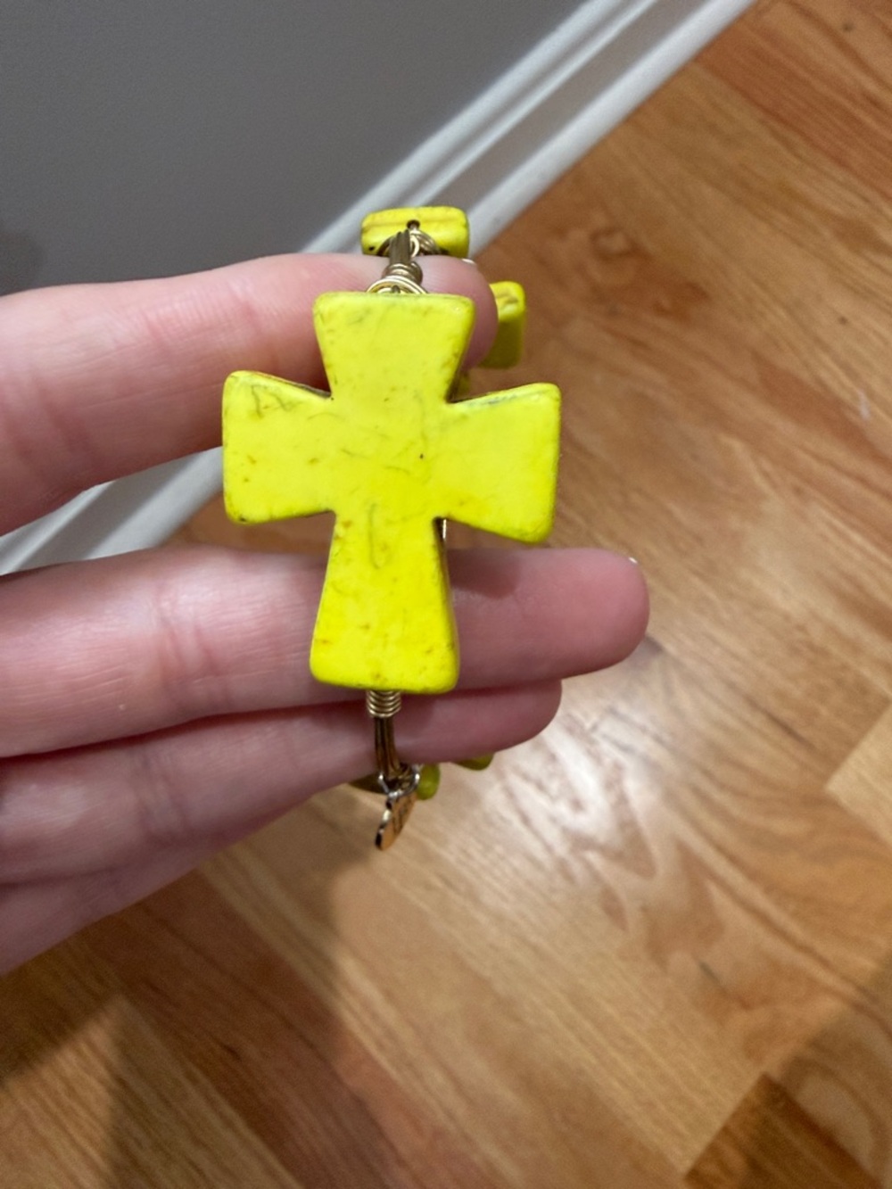 Bourbon and Bowties Yellow Stone Cross Bangle Bracelet - Picture 2 of 2